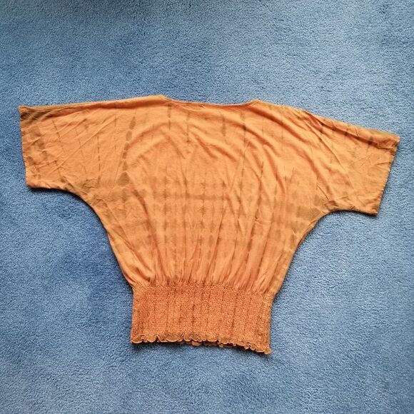 Dressbarn Indie Tangerine Tie-Die Tee Short Sleeves with Beaded Embellishments - Picture 3 of 13